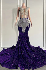 Sequined Sleeveless Mermaid Prom Dress with Beadings