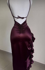 Sexy Slit Ruffles Prom Dress