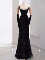 Mermaid Long Prom Dress New Arrival Sexy Black Slit Evening Dress