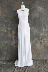 Pink A-line Chiffon Spaghetti Straps Sleeveless Ruffles Long Bridesmaid Dress