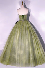 Green Strapless Tulle Long Formal Dress, A-Line Evening Party Dress