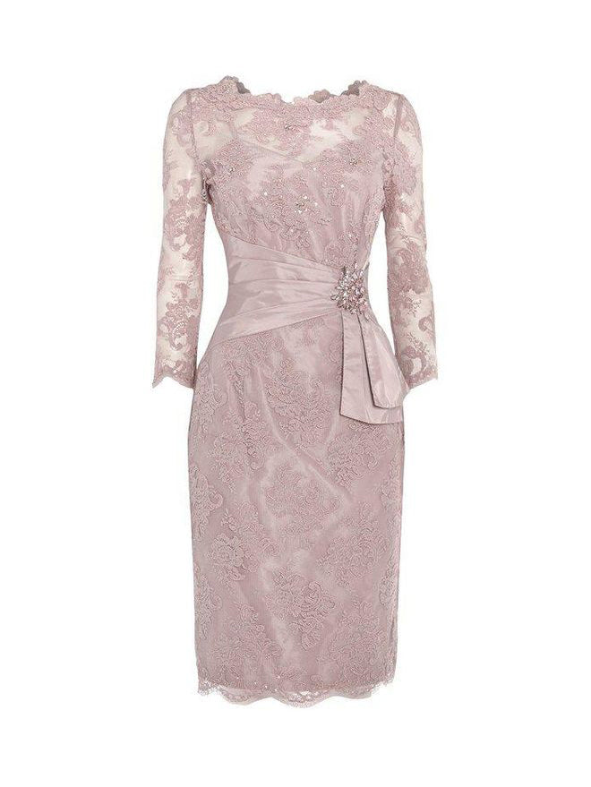 Three Quarter Pink Short Mother of Bride Dress