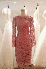 Elegant Long Sleeves Coral Knee Length Mother of the Bride Dress