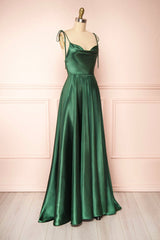 Simple Satin Long Prom Dresses, A-Line Formal Evening Dresses