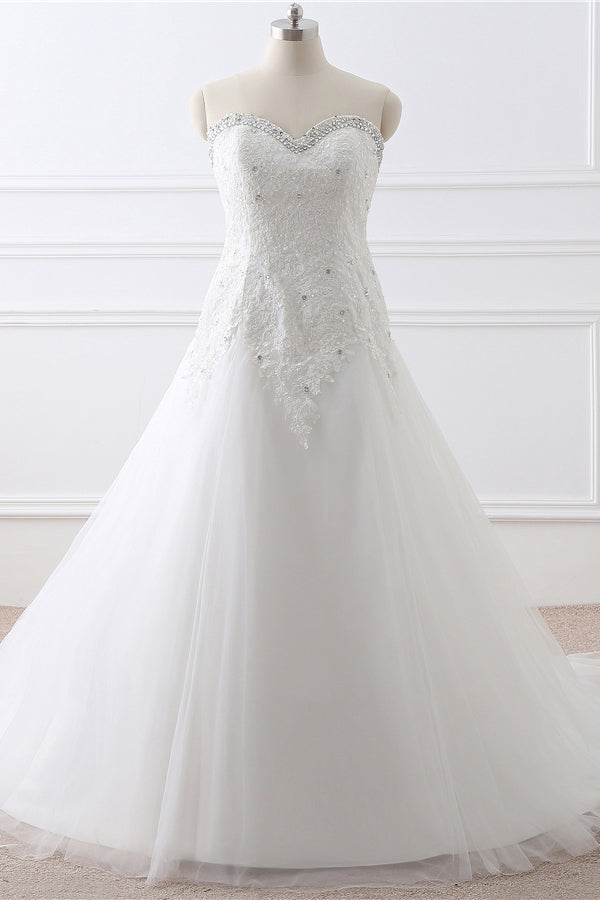 Sweetheart Long White Long Wedding Dress