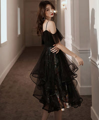 Black Tulle Short Prom Dress, Black Homecoming Dress