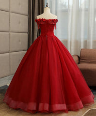 Burgundy Tulle Lace Long Prom Gown Burgundy Tulle Lace Formal Dress