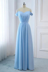 Hellem Himmel blau eine Linie von der Schulter natürliche Taille Riched Prom -Kleid, Schnürfeiernkleid