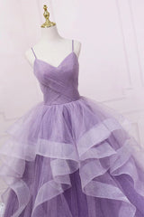 Princesa Lavender Spaghetti tiras de longa vestido de baile de baile de noite vestido de noite