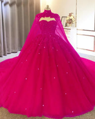 Tulle Ball Gown Quinceanera Dresses, With Cape