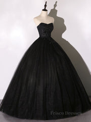 Black Long Prom Dresses, Black Lace Formal Evening Dress