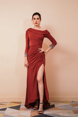 Long Sleeves Mermaid Burgundy Long Mother of the Bride Dresses