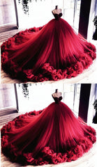 Burgundy Quinceanera Dresses, Ball Gown Prom Dress