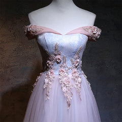 Light Pink Sweetheart Off Shoulder Party Dress, Long Prom Dress
