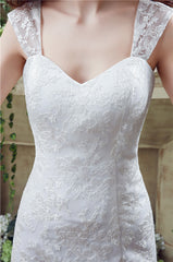 Mermaid Lace Sleeveless V-Neck Chapel Train Wedding Gowns