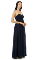 Navy Blue Sweetheart Chiffon With Pleats Bridesmaid Dresses