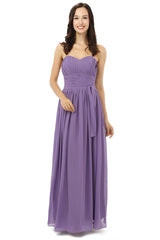 Purple Sleeveless Chiffon Long With Lace Up Bridesmaid Dresses