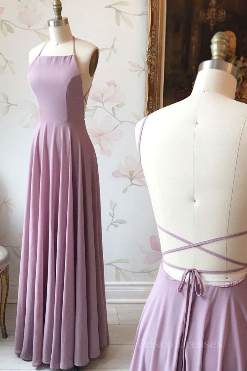 Simple backless chiffon long prom dress, evening dress