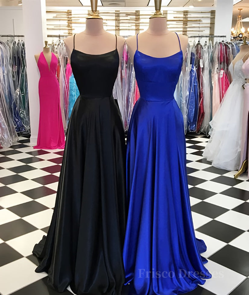 Simple satin long prom dress, long evening dress