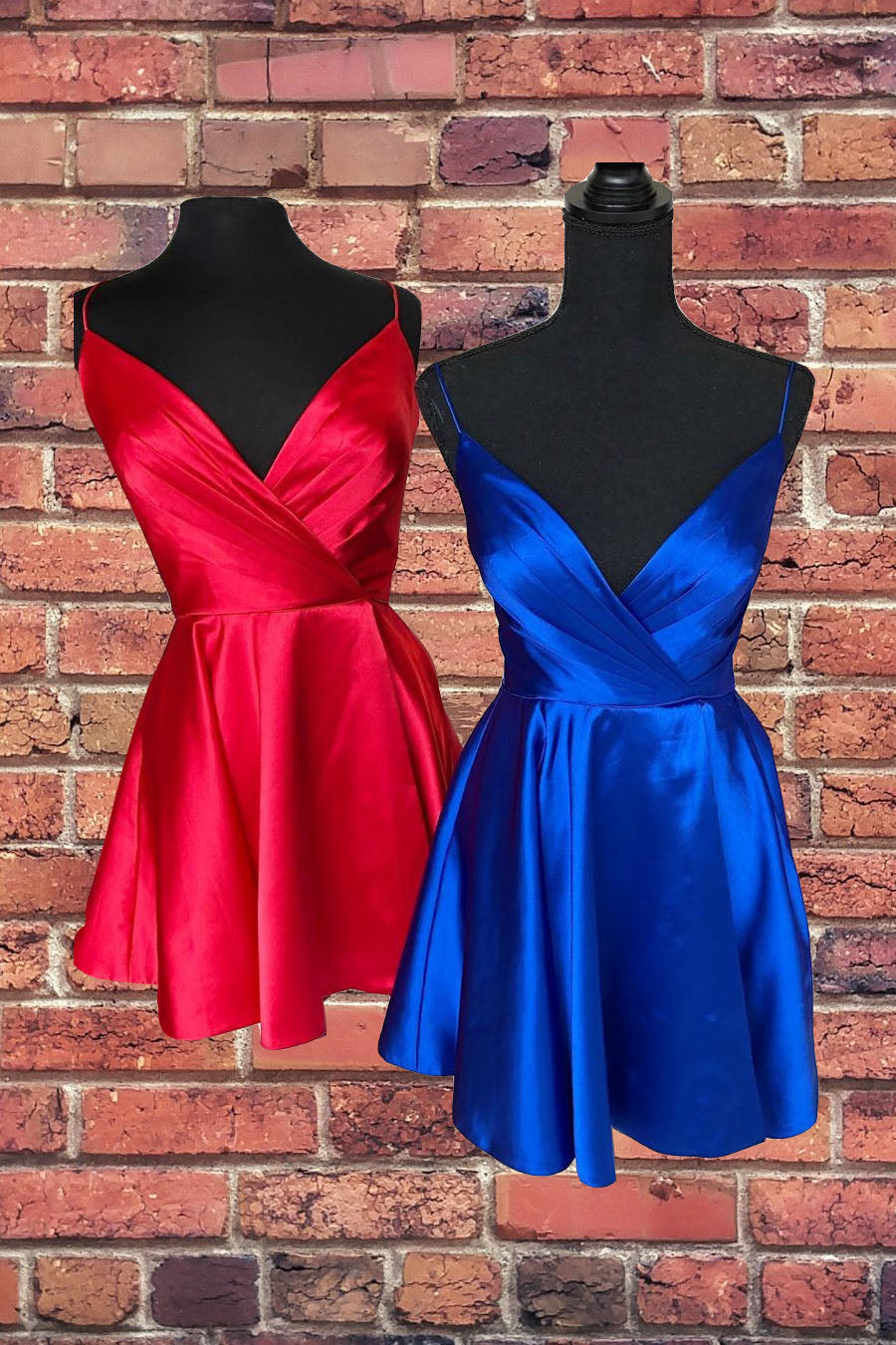 Spaghetti Straps Satin Homecoming Dresses,Mini Prom Dress