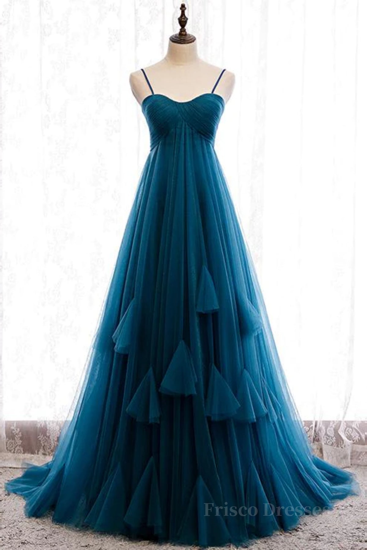 Sweetheart Neck Blue Long Prom Dress, Long Blue Formal Graduation Evening Dress