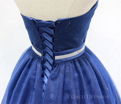 Sweetheart Neck Short Blue Prom Dresses, Short Blue Formal Homecoming Graduation Dresses